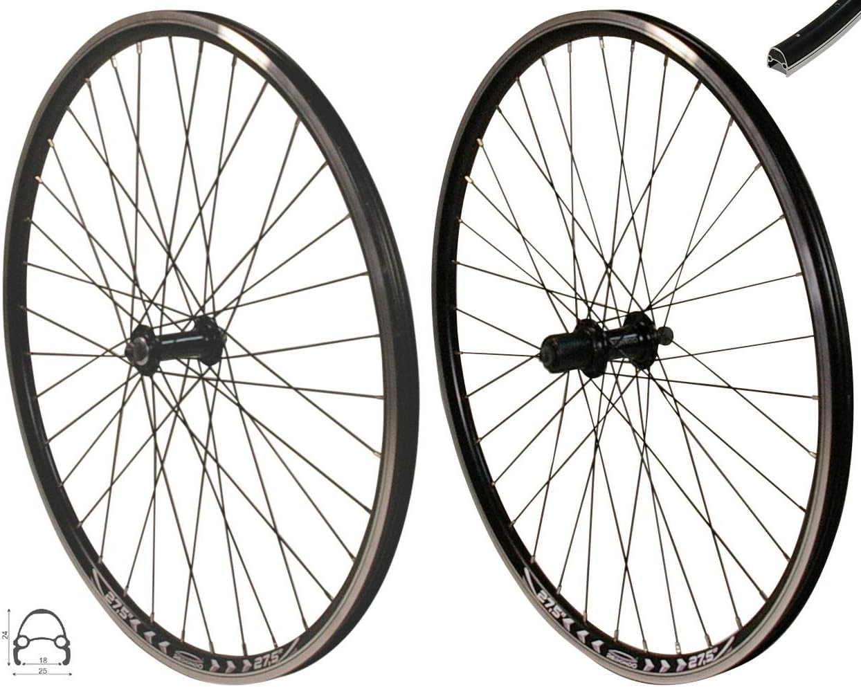 Redondo 27.5 Inch Wheel Set Rear Wheel Front Wheel V Profile Rim Black