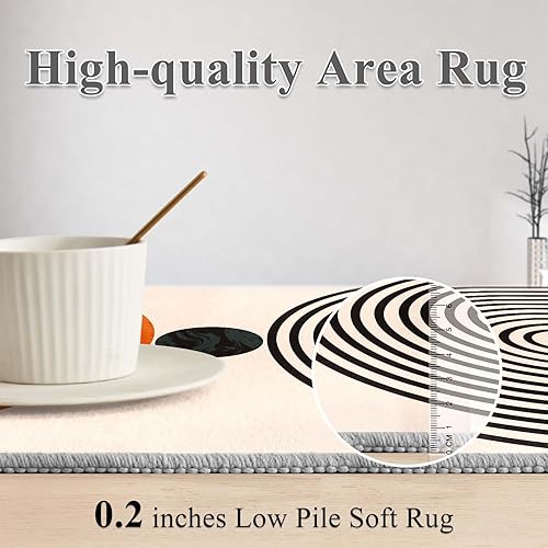 Miniatura 6 de Tapete moderno de mediados de siglo de 2 x 3 pulgadas, lavable a máquina, bohemio, abstracto, antideslizante, suave, para entrada, entrada,