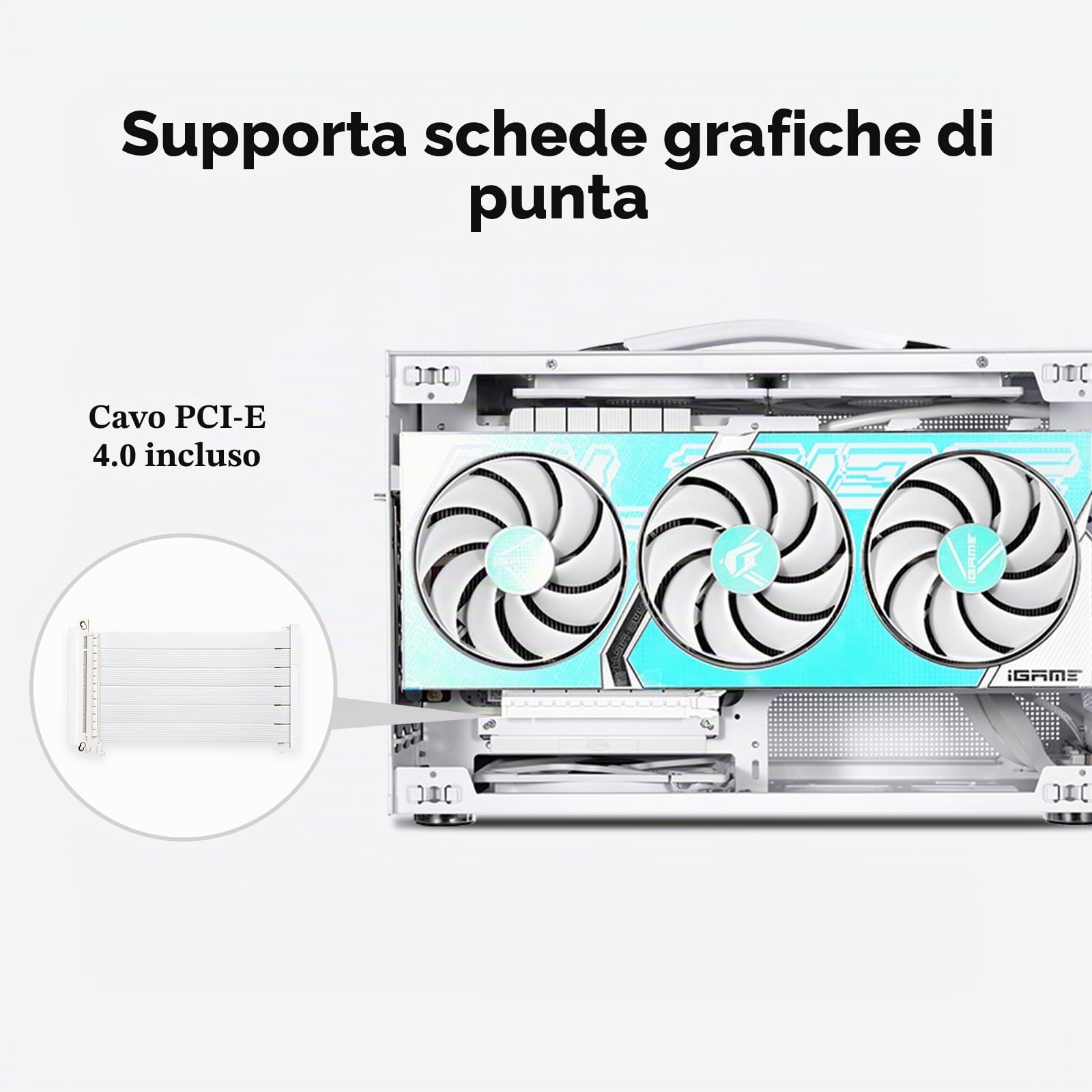 CPS K101 MESH GY, ITX PC Case Supporta Scheda Madre ITX, PSU SFX, Altezza Massima Dissipatore CPU 68mm, Compatibile con Scheda Grafica a 3 Slot Lunghezza Massima 340mm, include Cavo PCI-E 4.0, Bianco