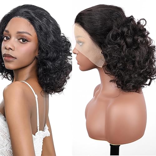 Miniatura 2 de mogge Peluca de cabello humano con encaje frontal de color negro natural, onda de huevo de 13 x 4, pelucas de encaje frontal HD de 13 x 4, densidad