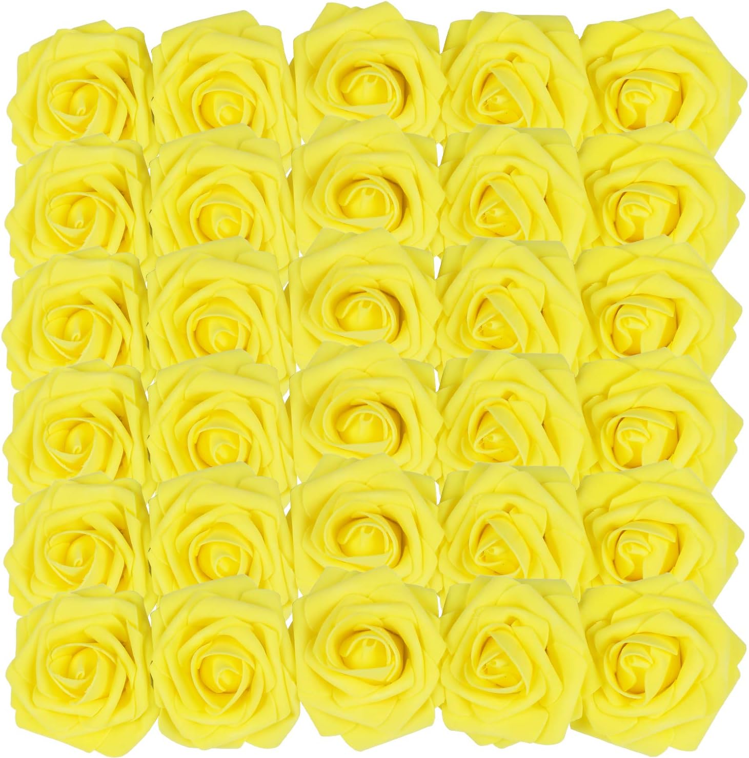 Homcomoda Artificial Rose Flowers with Stem 50pcs Yellow Real Looking Fake Roses for Wedding DIY Bouquets Centerpieces Arrangement Party Home Décor