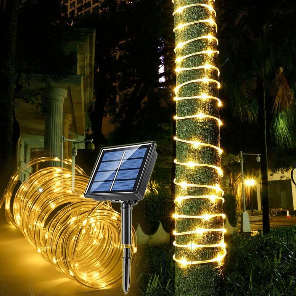 Auting 10M Lichterkette Außen Solar, 100 LEDS Solar Lichterschlauch Aussen Wasserdicht 8 Modi,Warmweiß LED Lichterketten außen für Baumdekoration, Garten, Hof, Haus, Beleuchtung, Party und Terasse