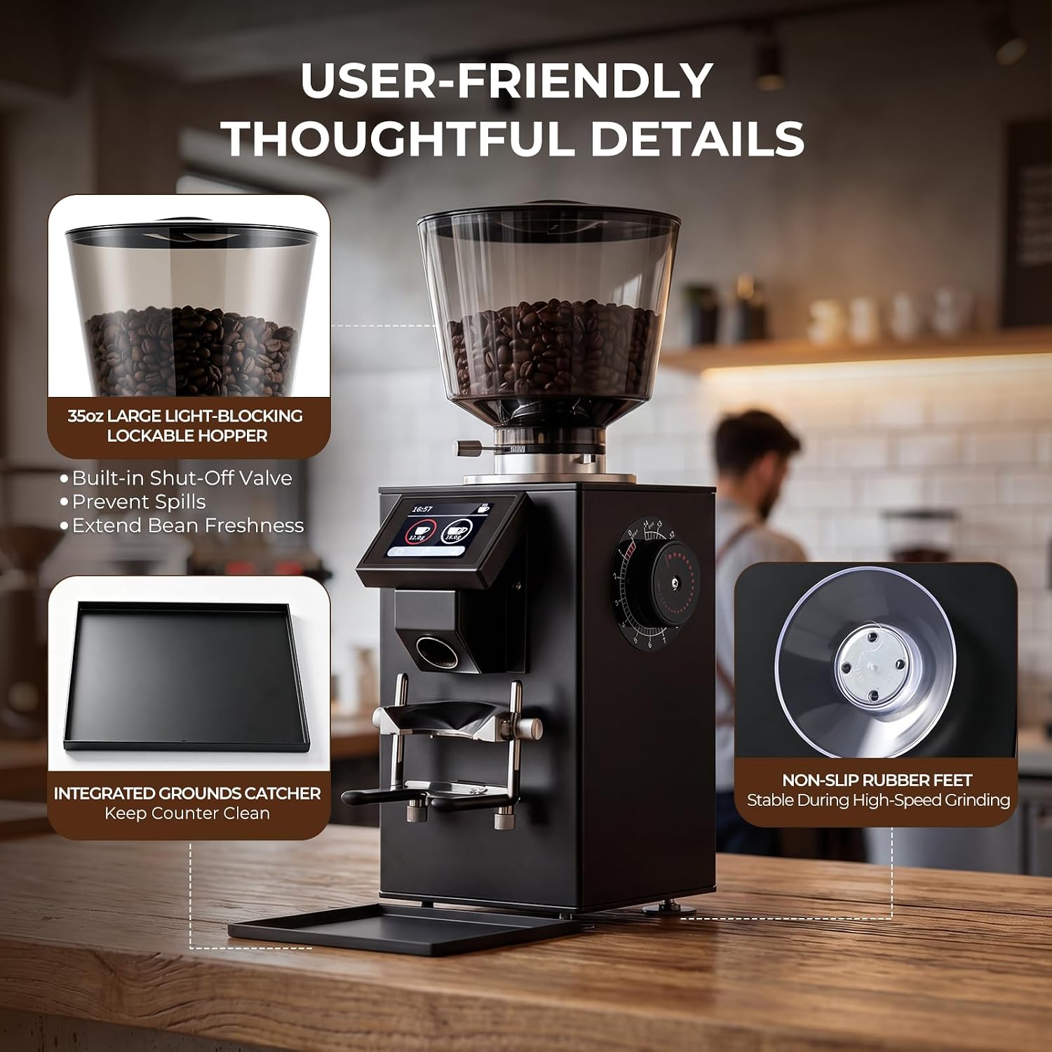 Grind by Weight Commercial Coffee Grinder, 64mm Flat Burr