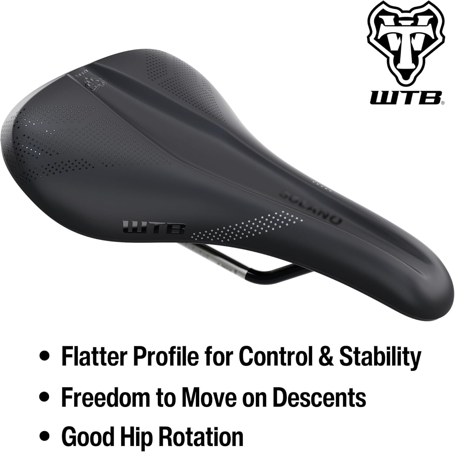 WTB Solano Bike Seat (Saddle) - Fusion Form Base - Enhanced Padding - Mountain, Gravel & Road (Medium/Wide, 3 Rail Options)