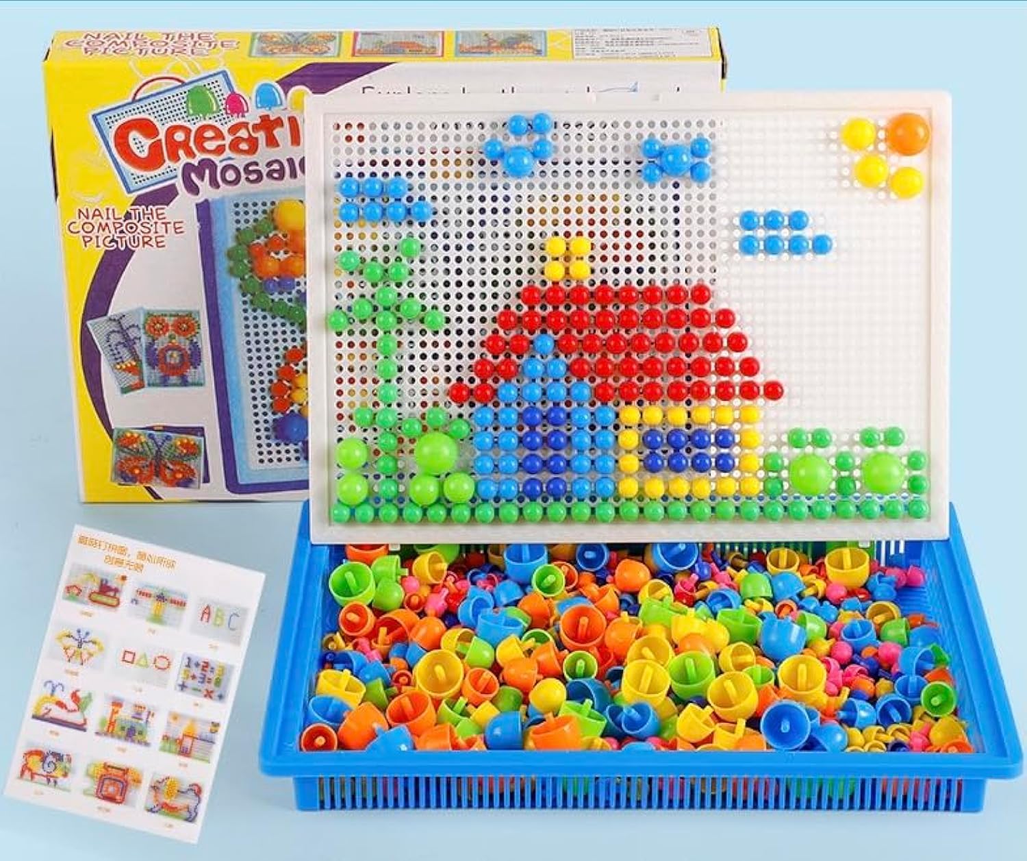 352Pcs Mushroom Nails PeGBoard Educational Colourful Puzzle Building Blocks，Creative DIY Mosaic Toys For Kids&Kindergarten children, Birthday Gift For Girls Boys Over Age 3 Years