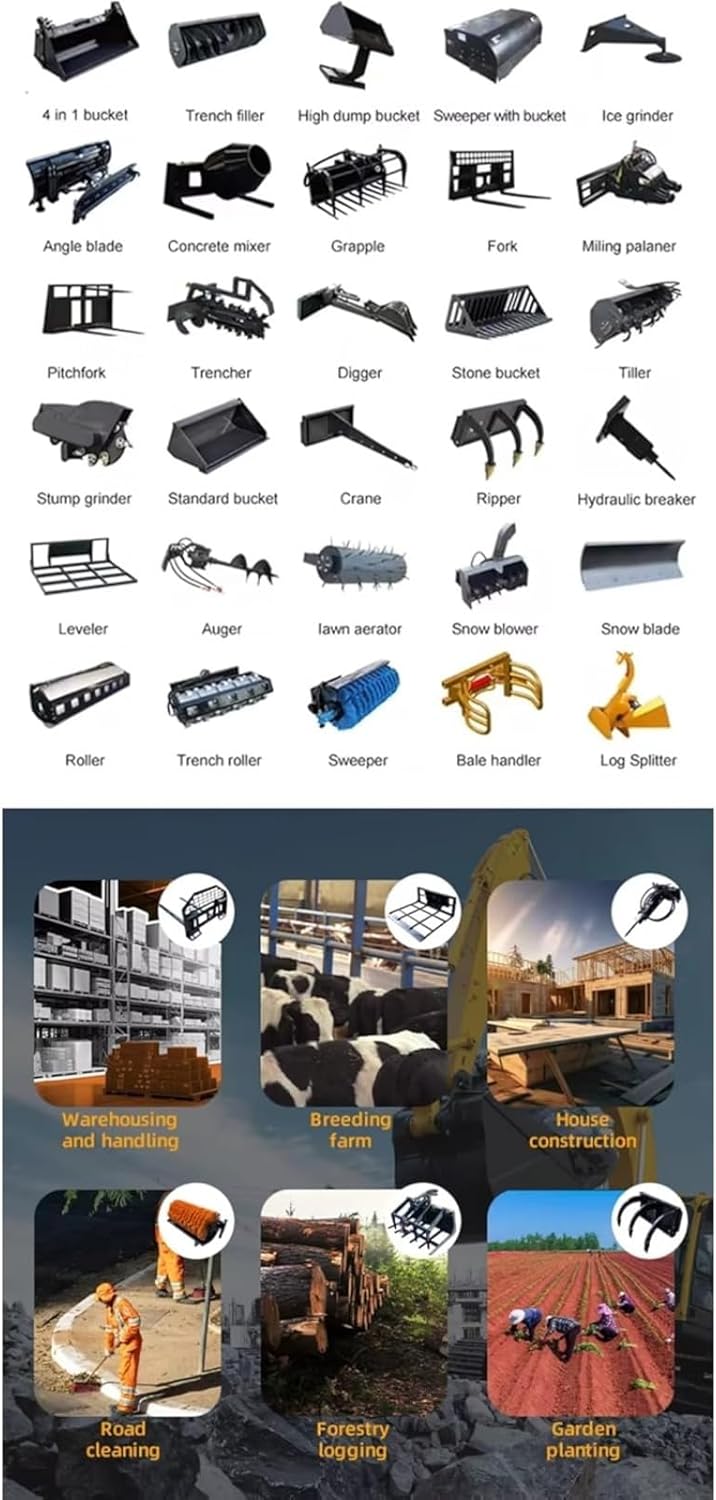 Winter-Use Tracked Mini Skid Steer Loader Compact Crawler Loader with Snow Blower & Ice Breaker Attachments for Snow Removal, Path Clearing, and Cold Climate Operations