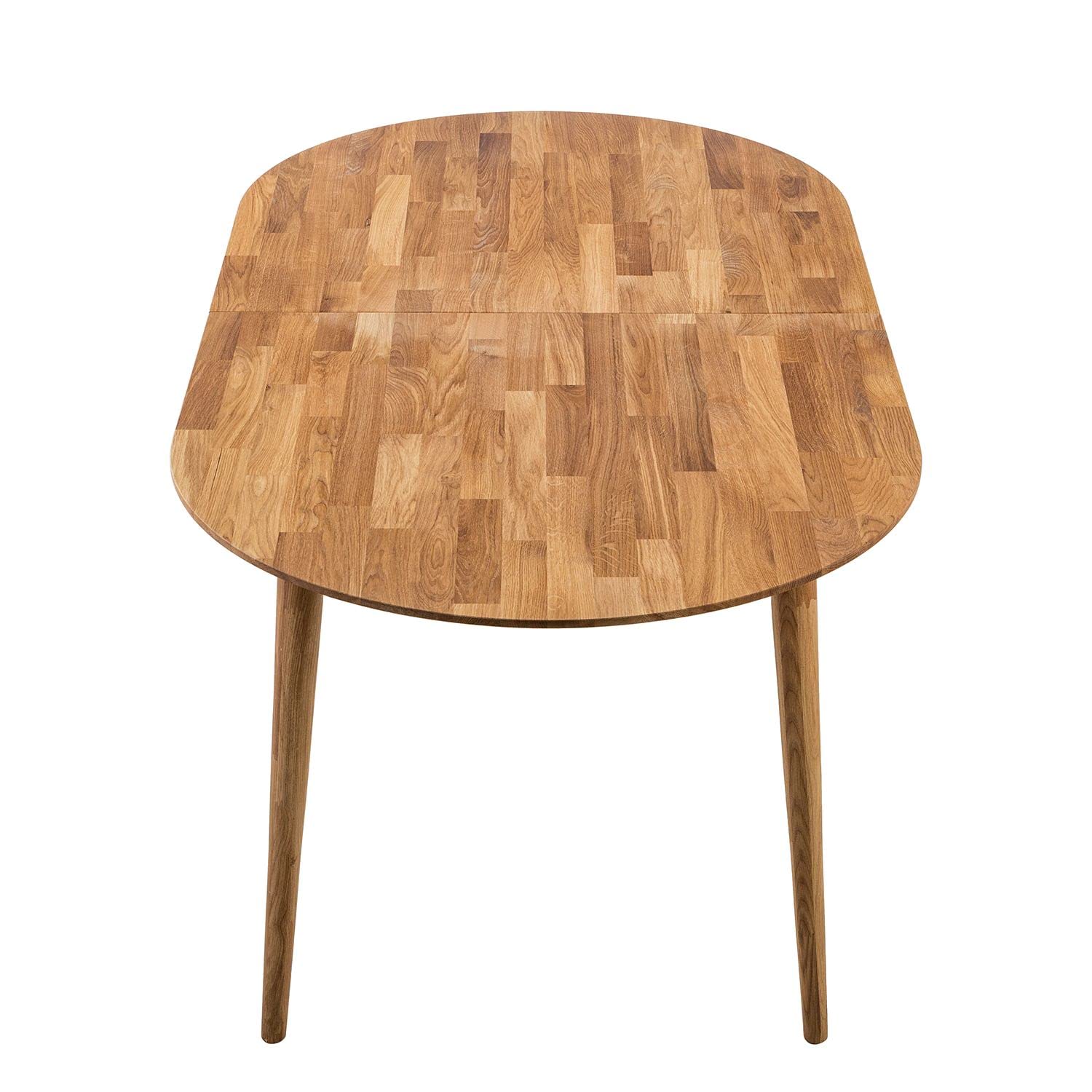 Esstisch Scandi 2 (oval, ausziehbar) • Ideal als großer Konferenztisch • Holztisch aus Massivholz (Eiche) • Eiche Natur • Tisch (140-175 x 90 x 75 cm)