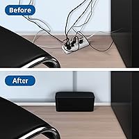 Vista 5 de ZhiYo Caja organizadora de cables negra, paquete de 2 cajas organizadoras de cables, tamaño extra grande y mediano, caja oculta para ocultar