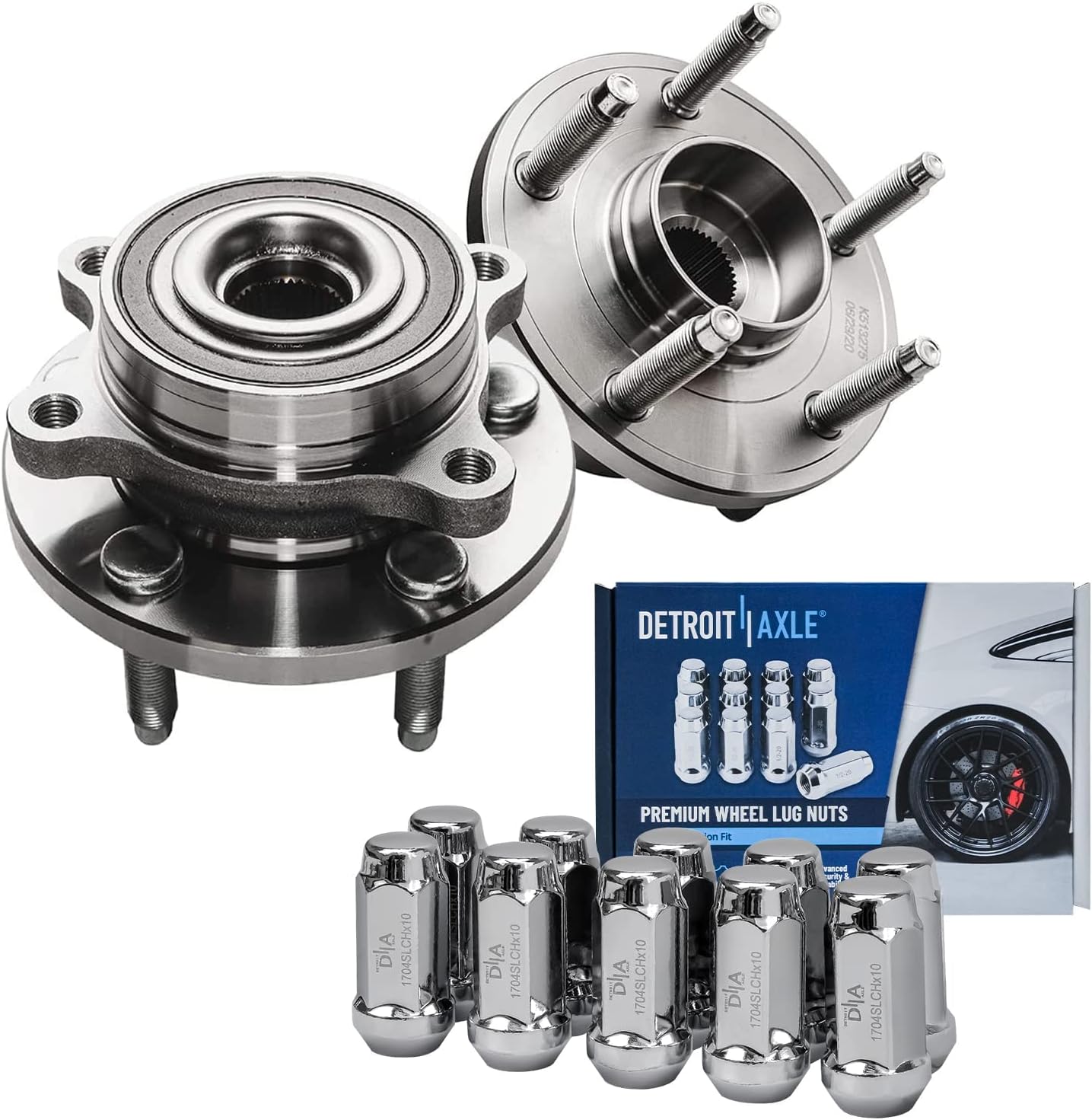 Detroit Axle - Rear Wheel Bearing Hubs w/Lug Nuts for 11-14 Ford Edge, 09-19 Flex, 13-19 Police Interceptor Sedan, 14-18 Police Sedan, 10-19 Taurus, 09-16 Lincoln MKS, 10-19 MKT, 11-15 MKX