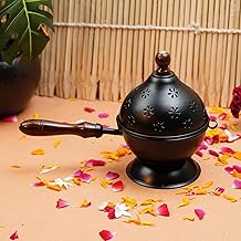 Servdharm Metal Incense Burner Loban Dani Dhoop Dani Aarti Metal Loban Dhoop Dani/Dhoop Dani Burner For Home Office Temple Puja(Round, Medium), Black