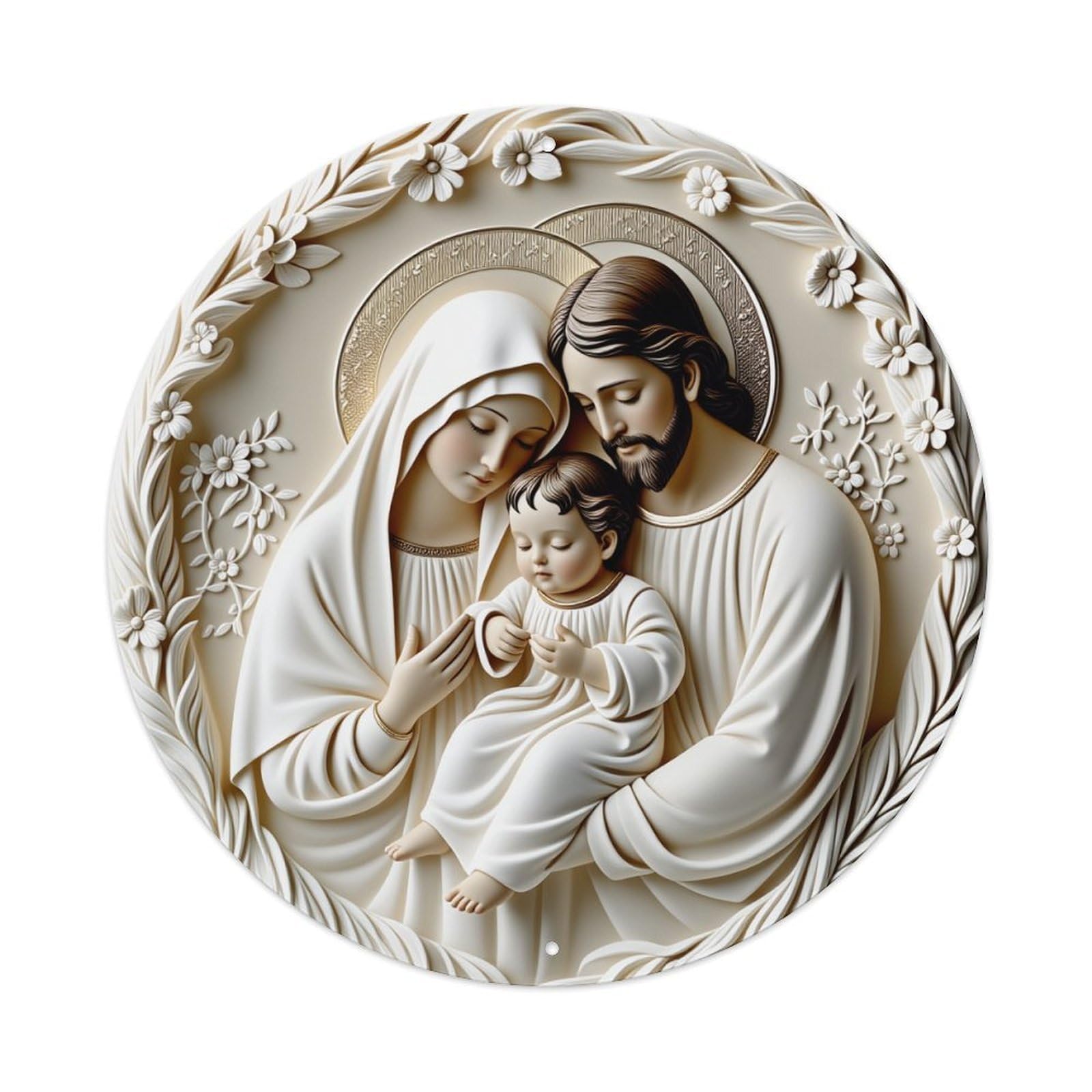 Holy Family Relief Sculpture_1 Metal Tin Sign Vintage Garden Bedroom Cafe Bar Man Cave Home Wall Decor Metal Poster 8x8 inches