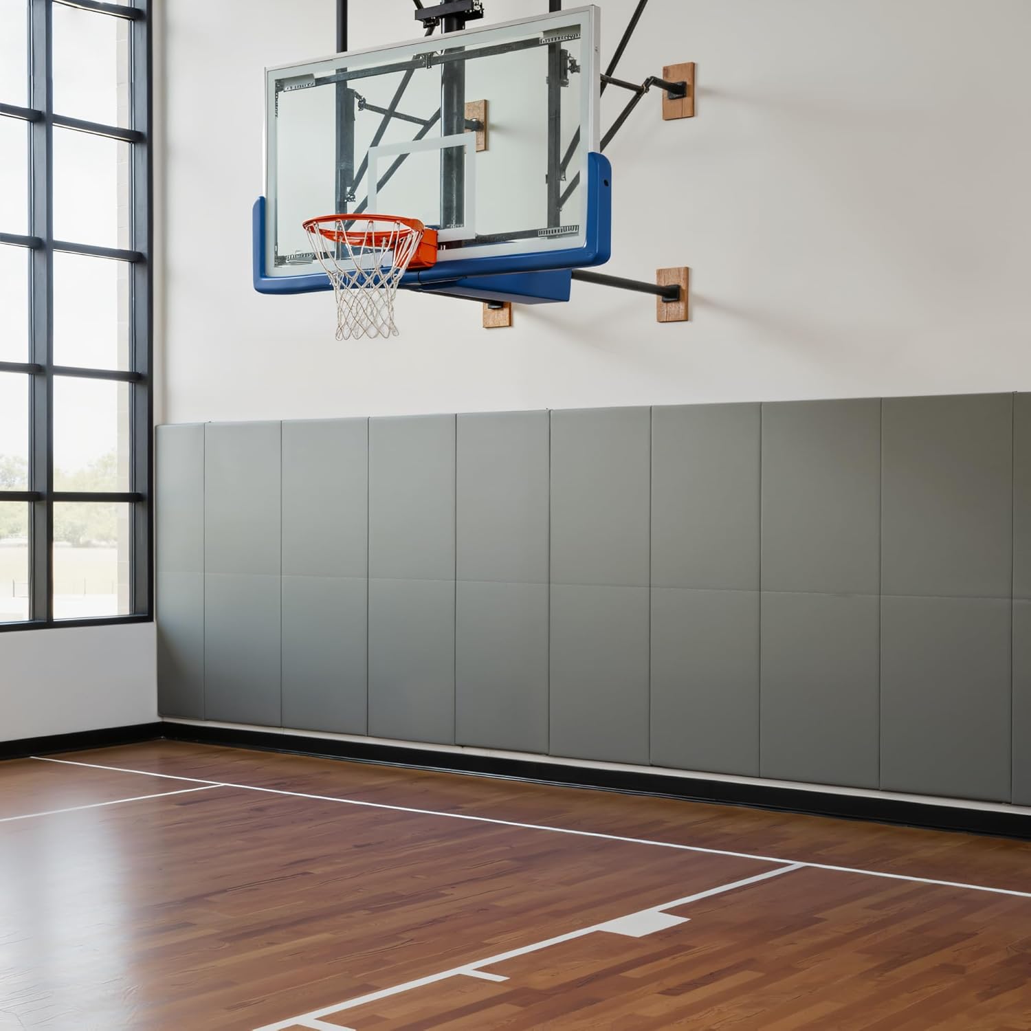 Gym Wall Padding 1 Piece 2" High-Density Thick Foam Wall Protector, 23.6''x60'' Shock-Absorbing Anti-Collision Safety Pad for Basketball Court, Taekwondo, Garage, Basement, Indoor Gym (Grey)