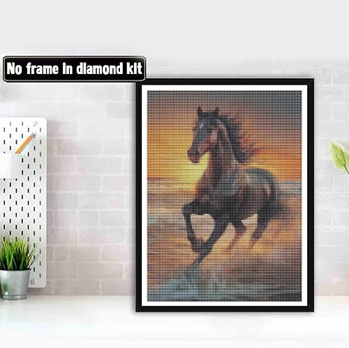 Miniatura 2 de Bimkole Kits de pintura de diamantes 5D con caballo marrón, taladro completo, animales de taladro completo, juego de bordado de diamantes de
