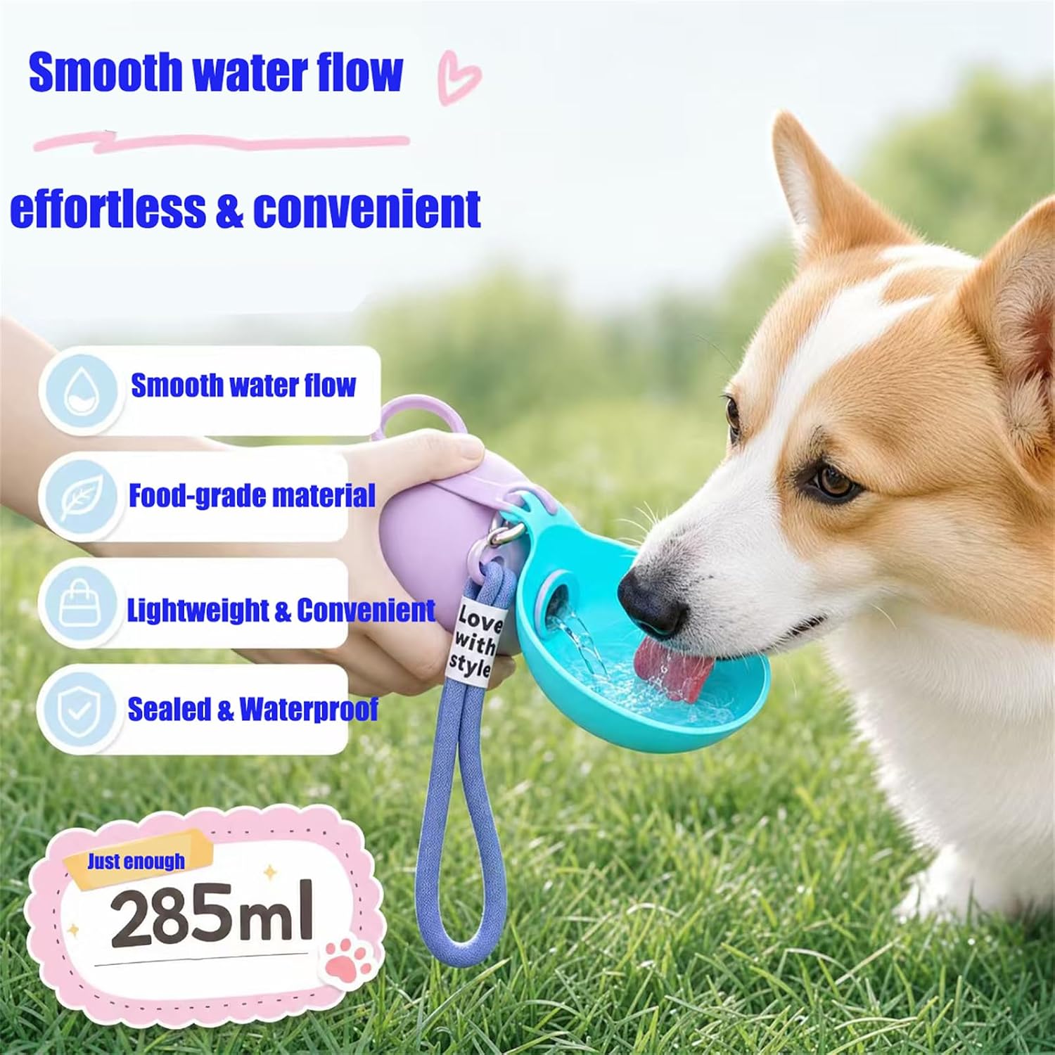 2 in 1 Portable Tumbler for Dogs,10Oz Stainless Portable Dog Water Ball