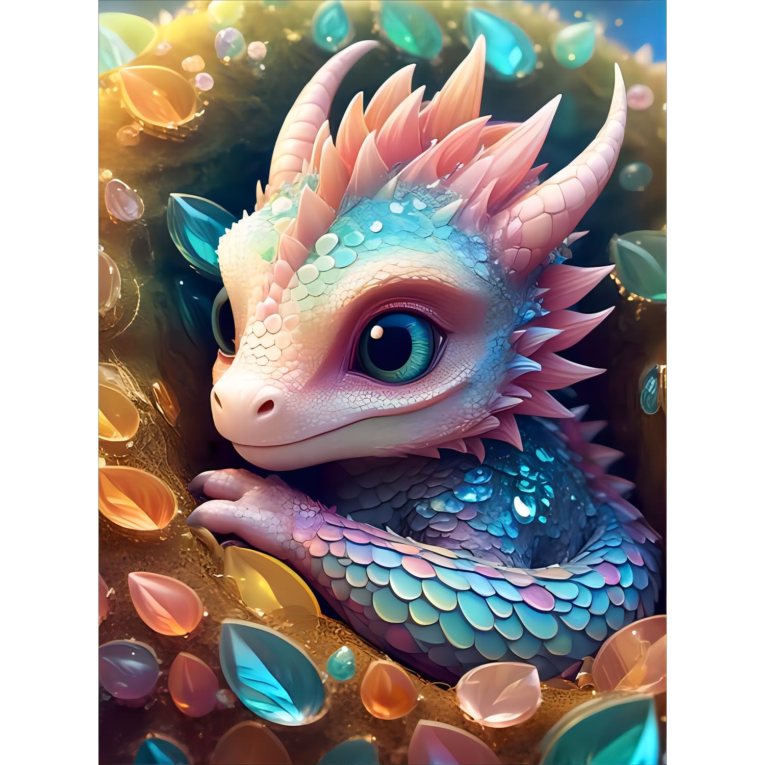 DPHERO DIY Dragon Diamond Painting Kit - 5D Full Drill Round Diamond Art For Adults 12x16 Inch