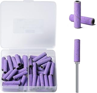 50pcs Nail Drill Bits 3mm Super Long Small Sanding Bands with Upgrade 3.1mm Mandrel Bits,Mini Cuticle Sanding Files for Acrylic Nails Manicure and Pedicure Salon Use (Purple)