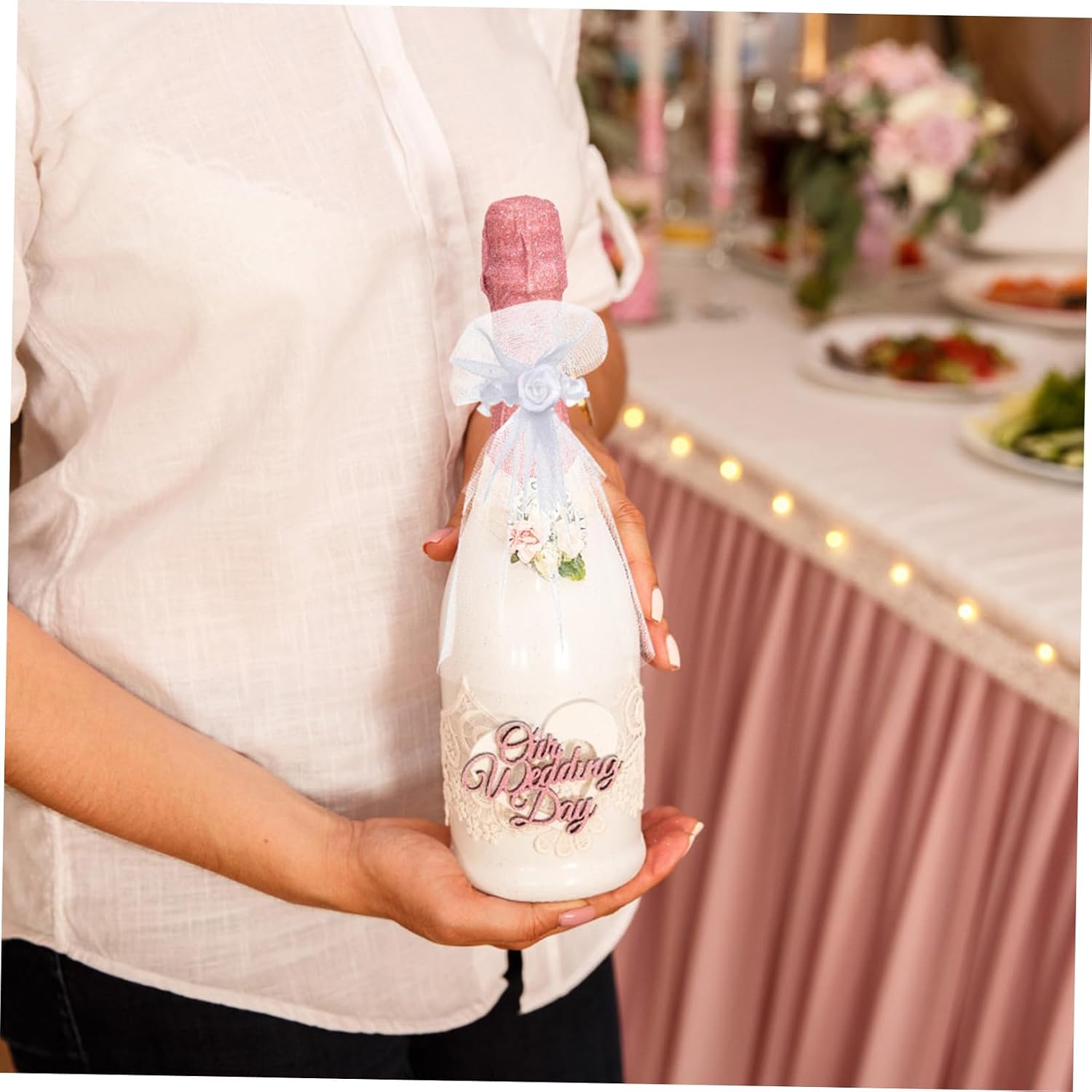 Wedding Wine Bottle Cover Set 4pcs Cloth Decorative Accessory