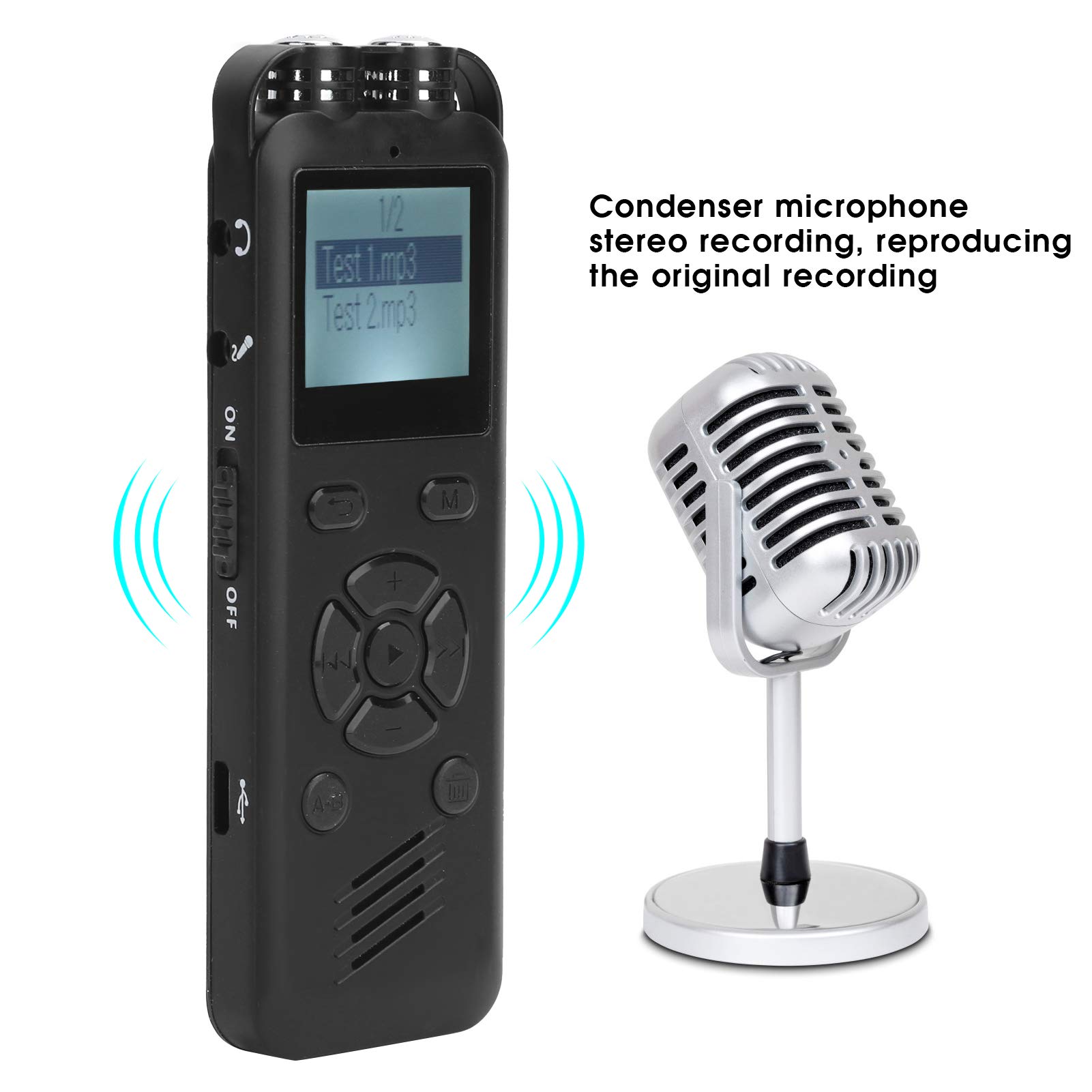 Lettore di Registrazione Professionale Senza Perdita MP3/WAV da 8 GB, Registratore Vocale Stereo con Riduzione del Rumore Intelligente, Lettore Musicale MP3 con Display a LED, Registrazione di Segment