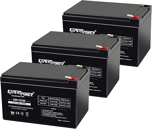 Paquete de 3 baterías recargables ExpertPower de 12 voltios y 12 Ah EXP12120 Tamaño 3 Pack - 12V 12 AH