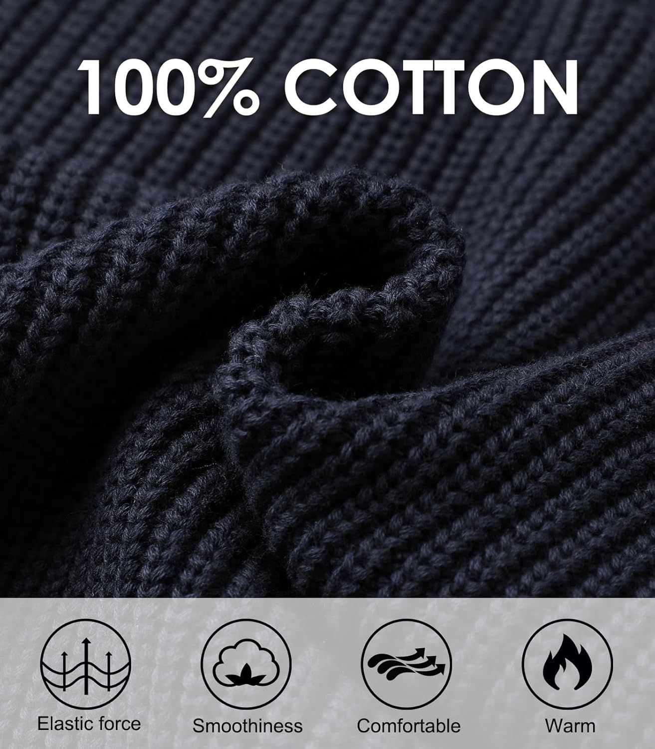 Men's Quarter-Zip Pullover Sweater Slim Fit Lightweight Sweaters Cable Knit Casual Polo Sweater Long Sleeve Sweaters - Image 5