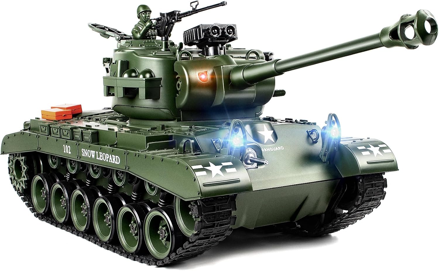 Supdex 1:18 RC Tank, 2.4G US M26 Pershing Remote Control Tank Model Toys That Shoot BBS, Army Vehicle Toy with Smoke, Lights, Sound and Recoil,Military RC Vehicle for Adults and Kids 6+ Years Old
