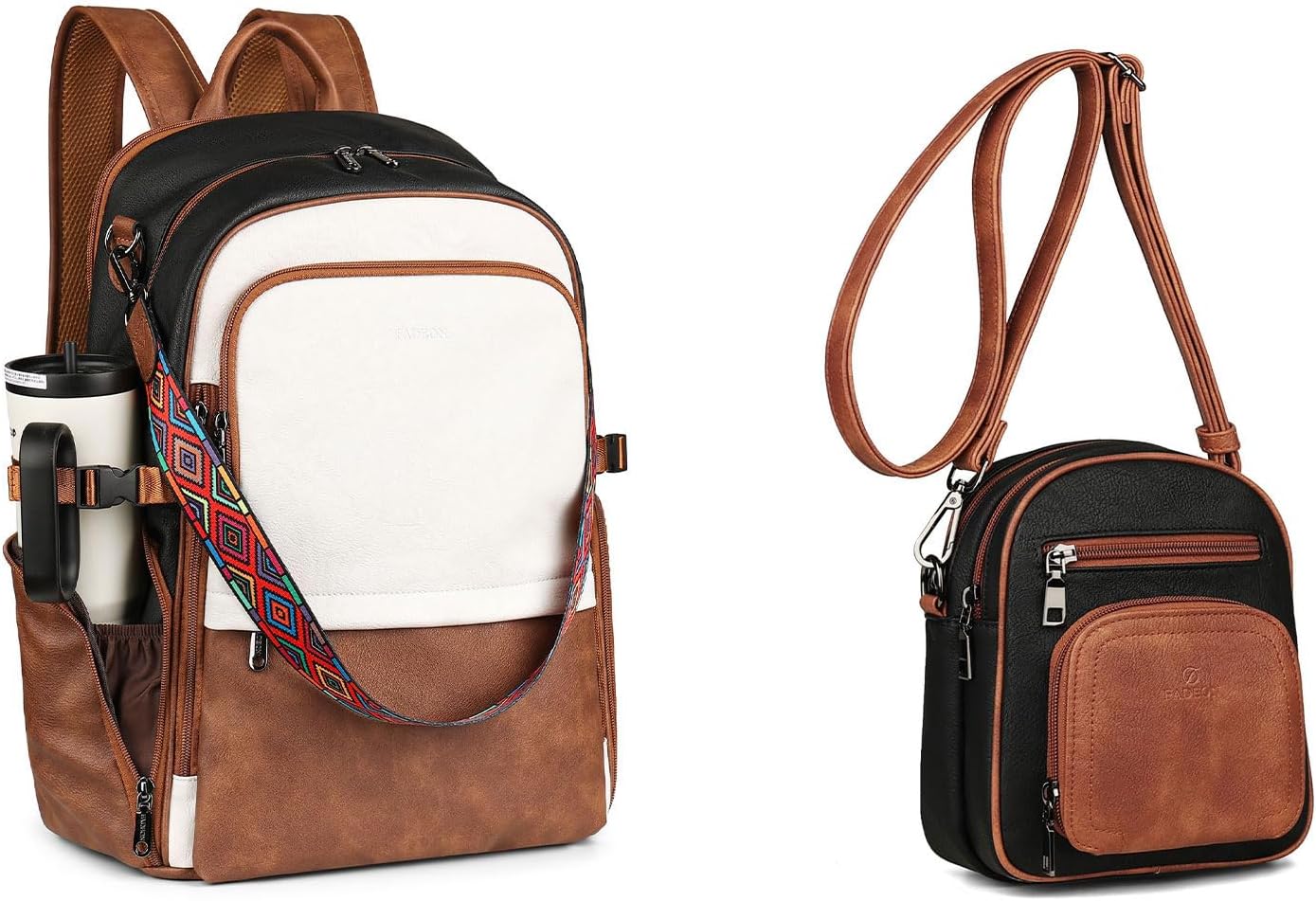 FADEON Leather 17 inch laptop backpack for Women, Laptop Compartment 26L