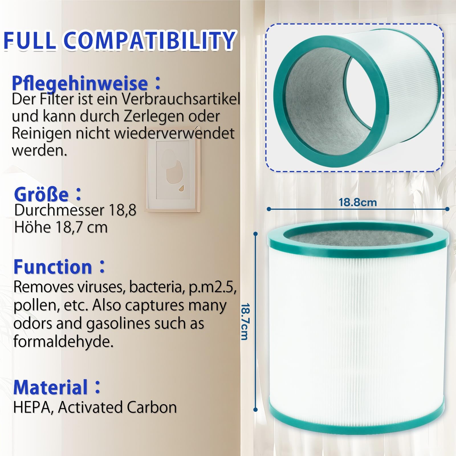 Filtro HEPA de repuesto para Dyson TP00 TP01 TP02 TP03 AM11 BP01 Cool Me ventilador de torre purificador de aire Pure Cool Link filtro de repuesto, comparar con el número de pieza 968126-03