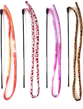 IUHKBH Cat Wand Toys, 4 PCS Interactive Kitten Toys for Indoor Cats Colorful Teaser Wand String for Exercise Kitten Stick Kitty Rope Toy