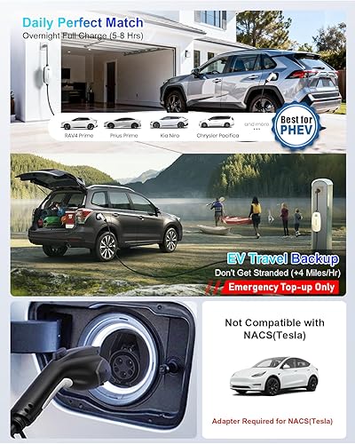 Miniatura 2 de Cargador EV Nivel 1 y 2, Cargador Portátil para Vehículo Eléctrico con Cable de 25 Pies, Estación de Carga EV para el Hogar para Autos Eléctricos