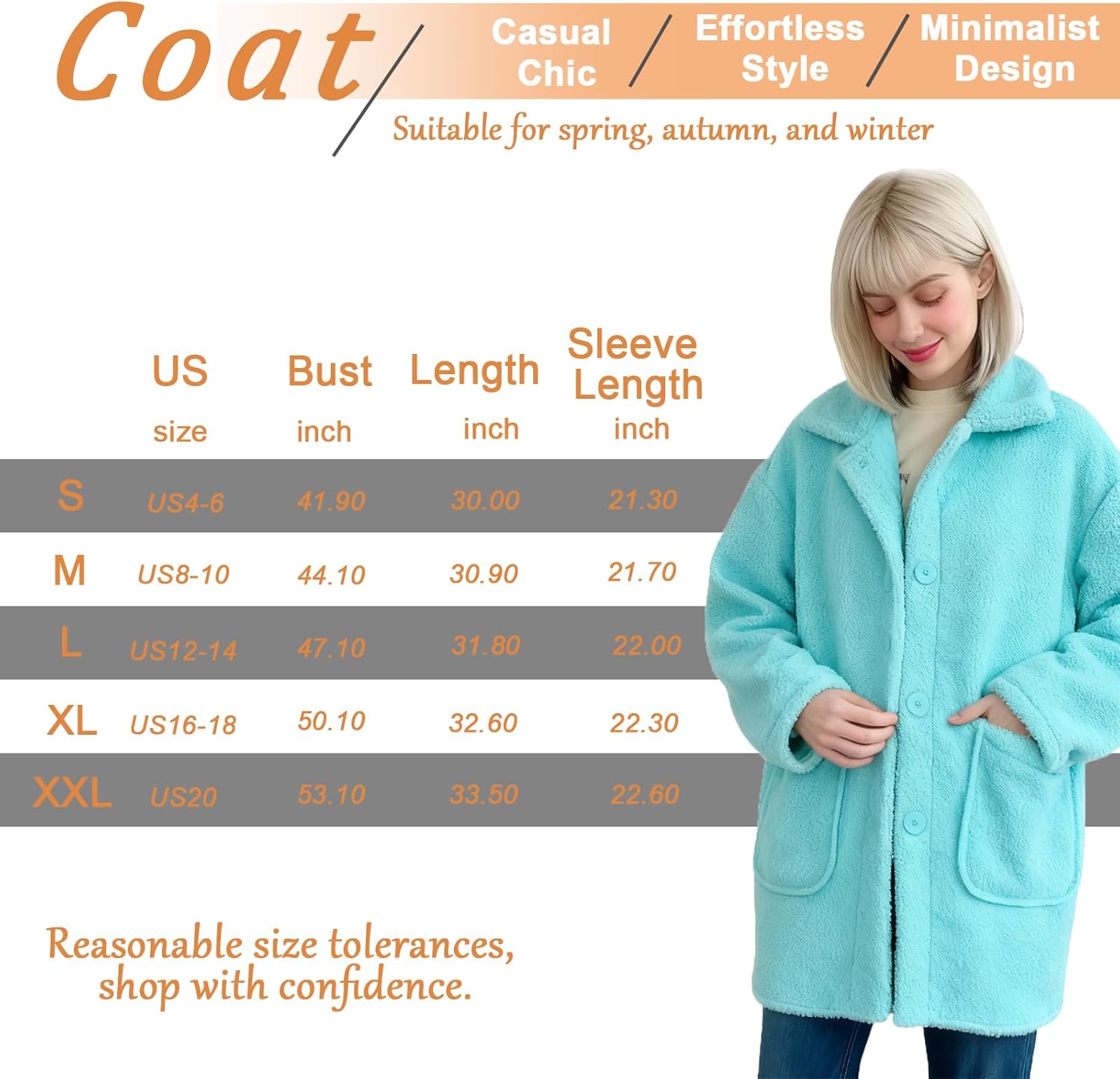 Womens Sherpa Jacket, Warm Winter Coats for Women, Fuzzy Fleece Button Down Jackets, Cardigan with Pockets Outerwear - Image 6