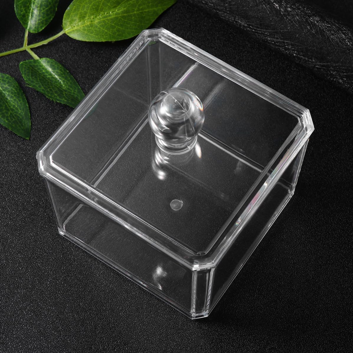 KICHOUSE 2pcs Acrylic Square Canister Storage Boxes for Cosmetics and Kitchen Spices, Multi-purpose Storage Container Keeps Items Dry, for Bathroom Cabinet Organization and Traveling