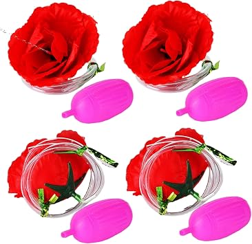 4Pcs Squirting Flower Rose Prank Toys Creative Funny Prank Gifts Realistic Clown Flower That Squirts Water for Party Supplies