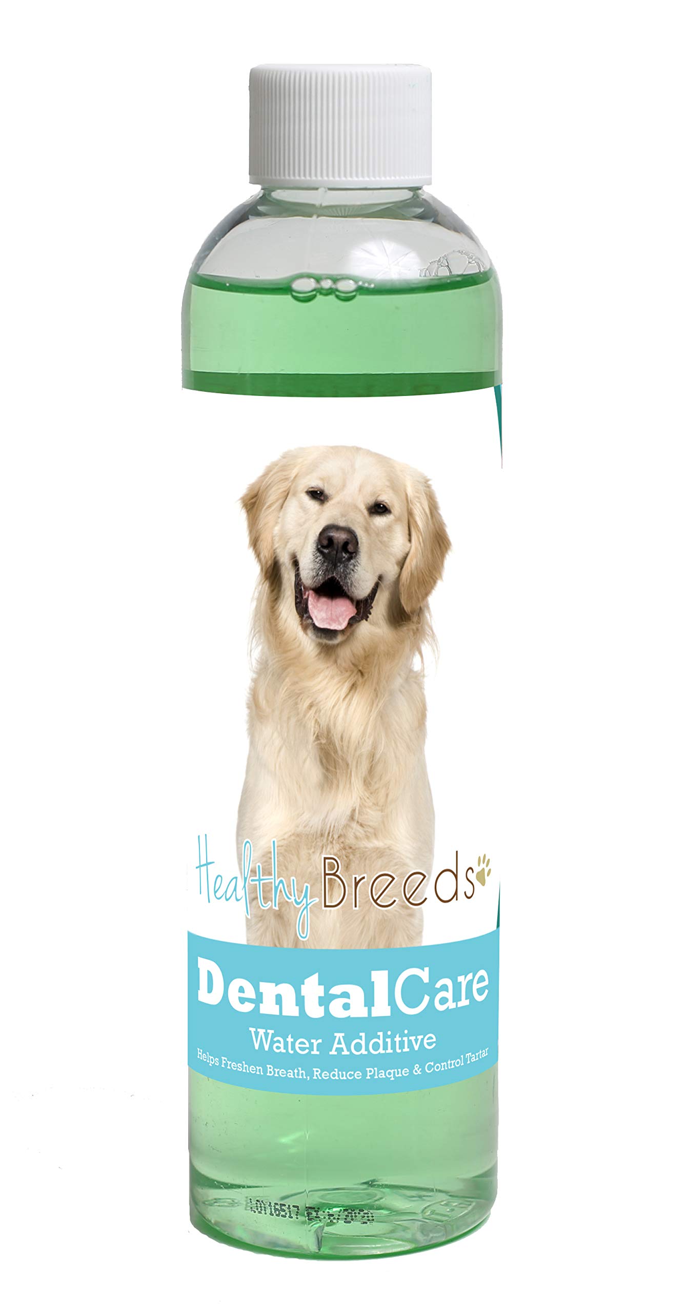 Healthy Breeds Dog Dental Care Water Additive for Golden Retriever - Helps Freshen Breath, Reduce Plaque &amp; Control Tartar - Mint Flavor - 8 oz