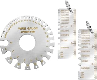 Lusofie 2 Pack Wire Metal Sheet Thickness Gauge Stainless Steel Welding Wire Gauge Measurement Tool, Standard Dual-Sided Round Metal Sheet Cable Measurement Gauges