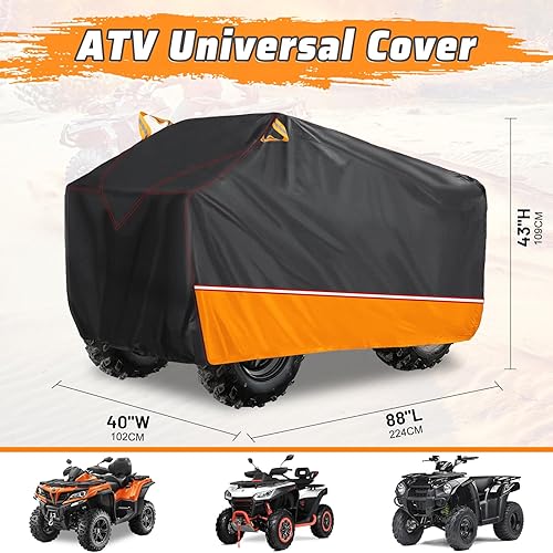 Miniatura 2 de Cubierta impermeable para cuatrimoto negro, naranja, para todas las estaciones, al aire libre, a prueba de polvo, protección UV, adecuada para