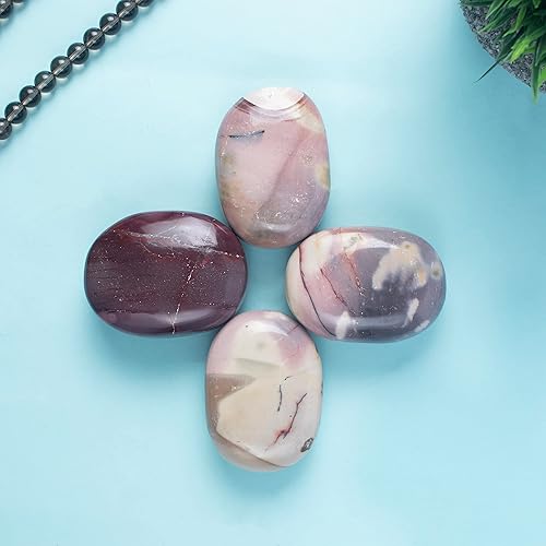 Miniatura 4 de Crocon Mookaite rosa de 1.969 in, piedra ovalada grande de palma de 900 quilates, para masaje de bolsillo natural, equilibrio de chakras, piedras