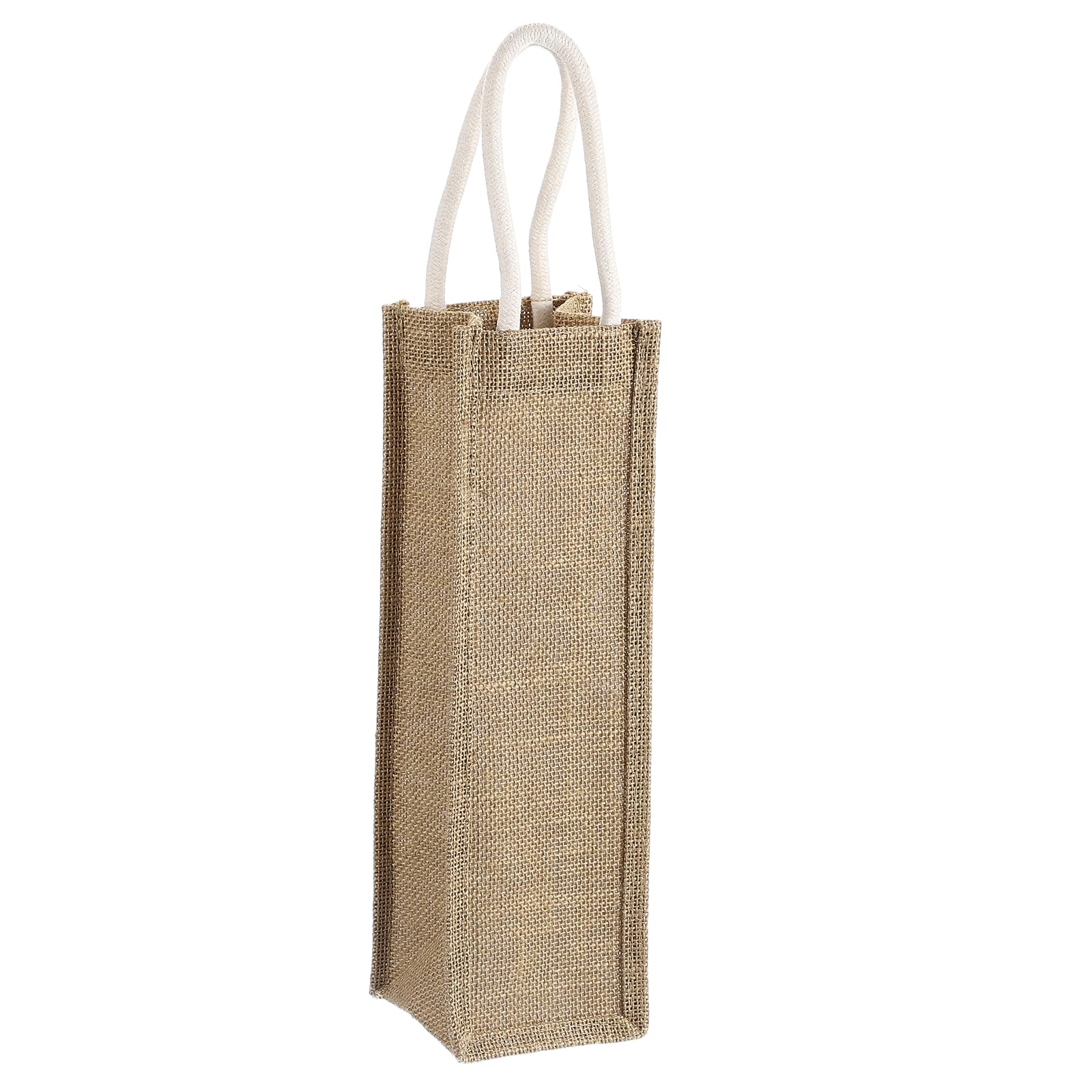 sourcing map 1 Pcs Wine Tote Bag, Reusable Burlap Wine Gift Bags with Cotton Handles for Wedding Gifts Beach Holiday Party Home Storage