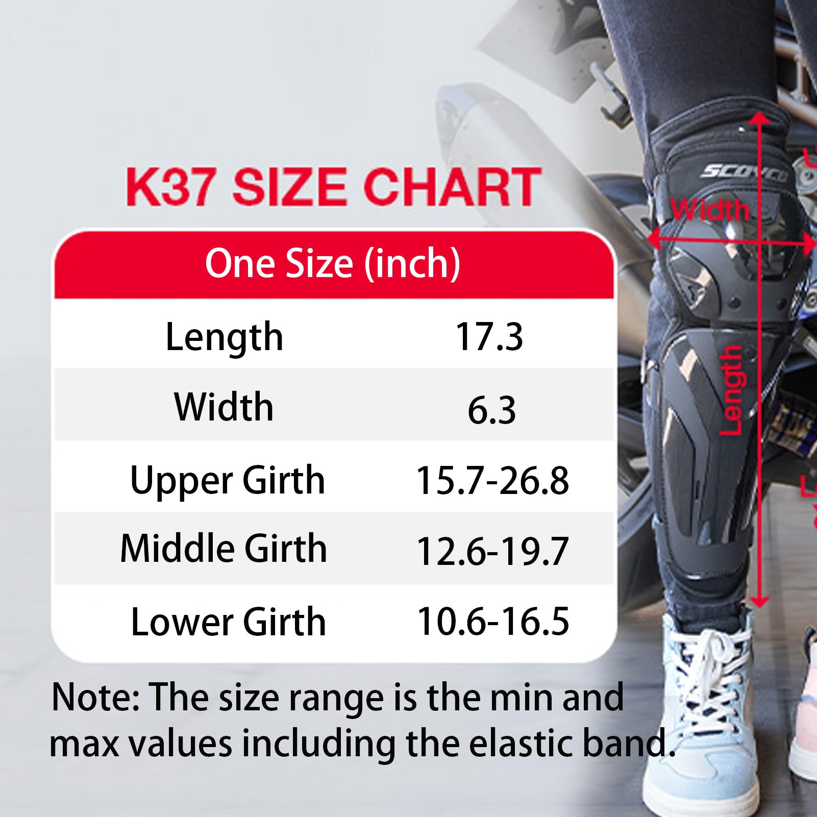 Scoyco 1 para ochraniaczy na kolana motocyklowe, czarne, 3 sekcje, regulowane ochraniacze na kolana, ochraniacze na kolana, do motocrossu, wyścigów, tuleje długonożne, Gear Crashproof