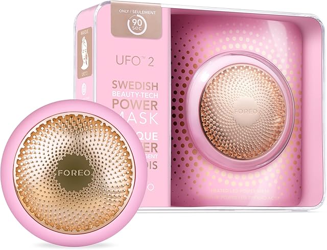 Foreo Ufo 2 Full Facial Led Mask Treatment, Full Led Spectrum & Red Light Therapy, Face Masks Beauty Treatment, Warming, Cooling, Face Massager, Moisturiser, Increased Skin Care Absorption, Pearl Pink