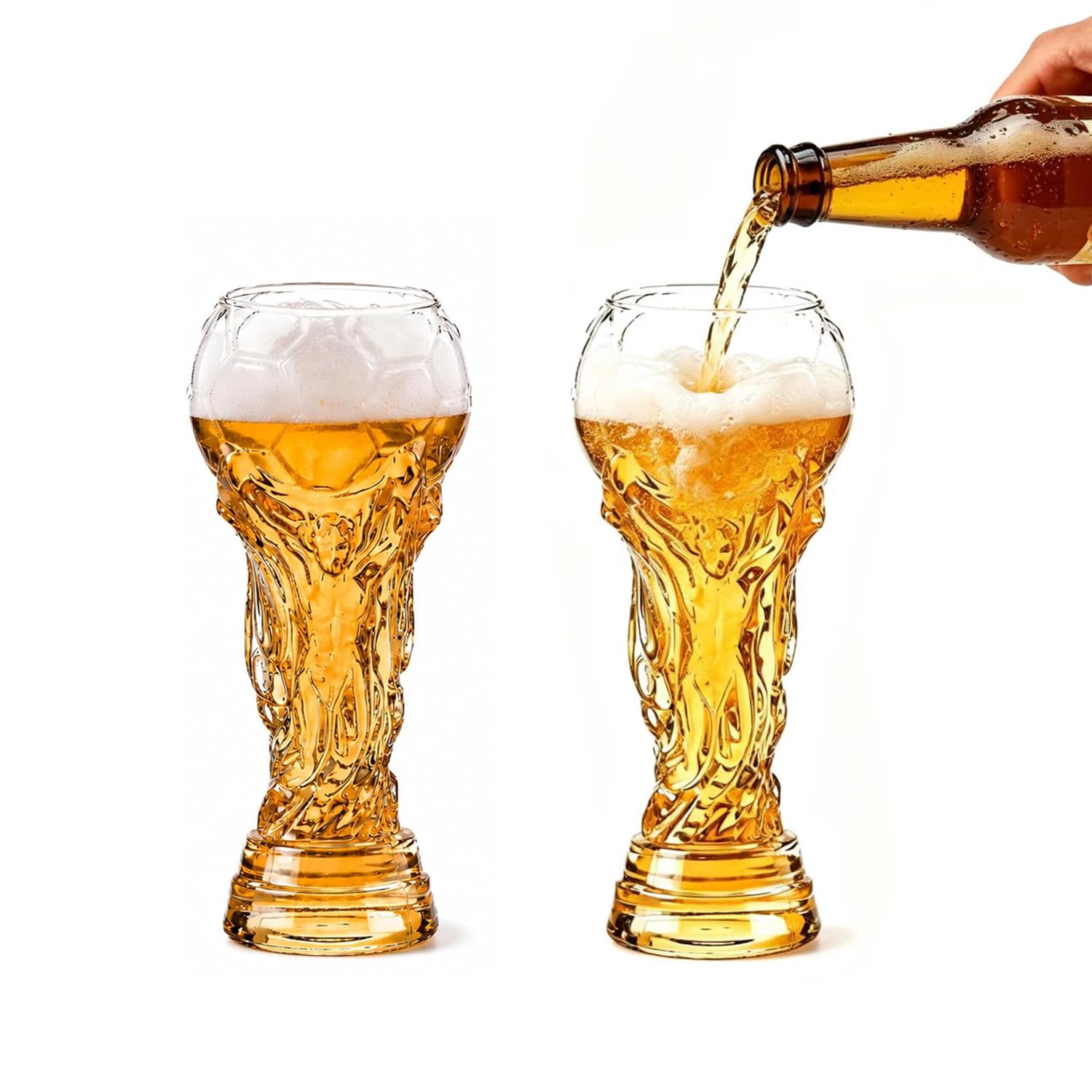 World Cup Glass, 2026 World Cup Trophy Beer Glass, Set of 2 Large Beer Mugs, for 2026 Football Match Day Watch Party & Gift for Father Men Football Soccer Fans (A 450ml *2)