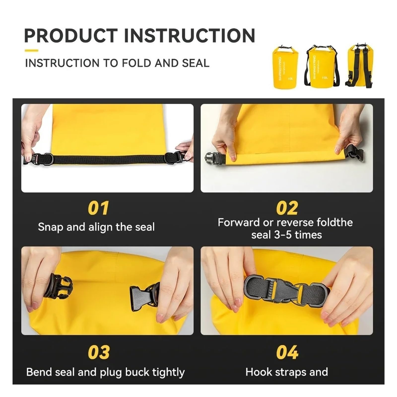 Top Case Motos Bolsa Impermeable para Motocicleta Mochila Seca para Viaje Al Aire Libre 10L 20L 30L para Ciclismo Y Camping Bolsa De Moto(Yellow 30L)