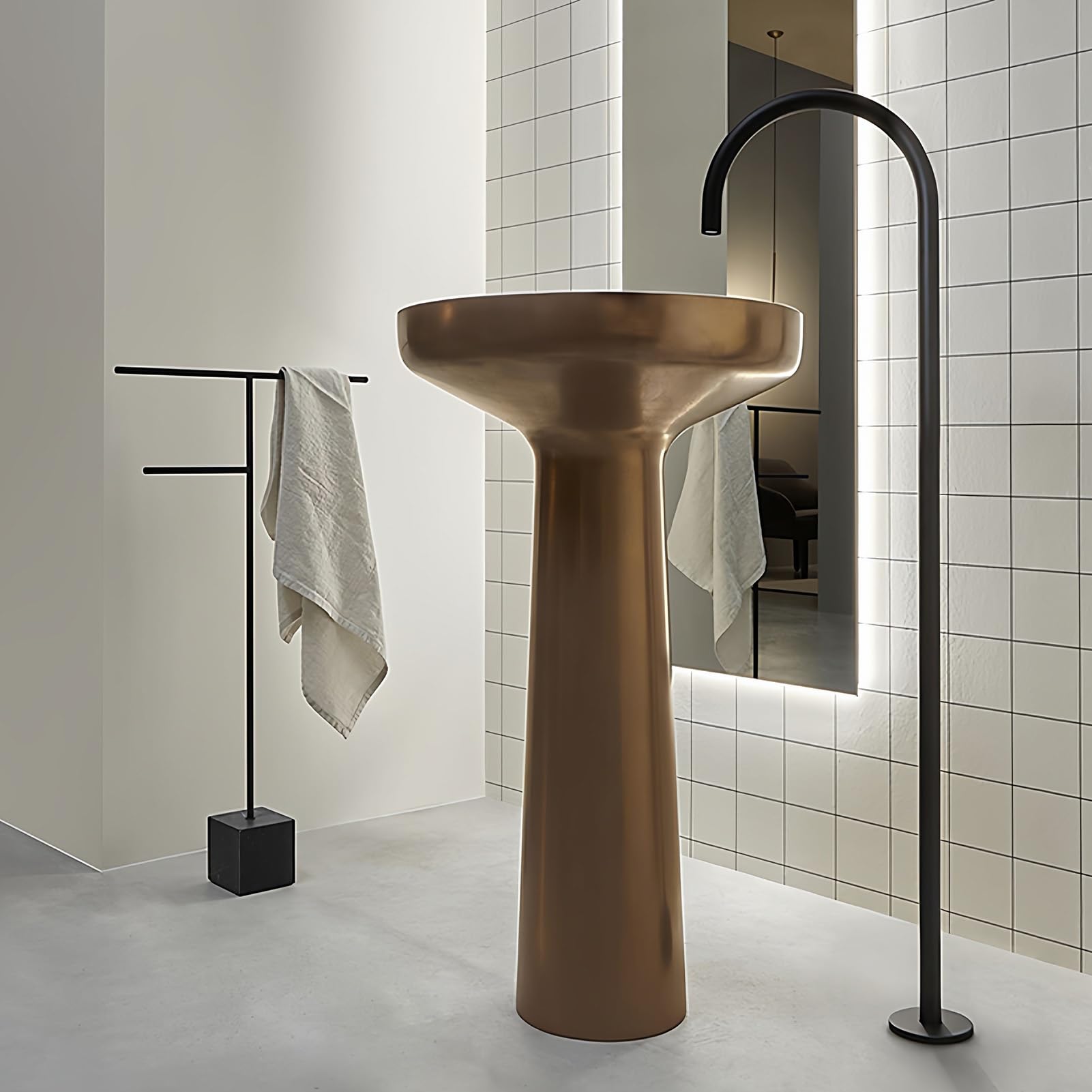 Supporto porta carta igienica con base in acciaio e marmo | Bianco e Nero, 65,5x14 cm e 80x45 cm: Bagno, Ufficio, Camera da letto, Soggiorno(White,65.5x14cm)