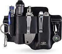 Vista 1 de Funda multiherramienta de cuero ST1 – Organizador de cinturón EDC para herramientas Leatherman, linterna, bolígrafo y clip para llavero, duradero