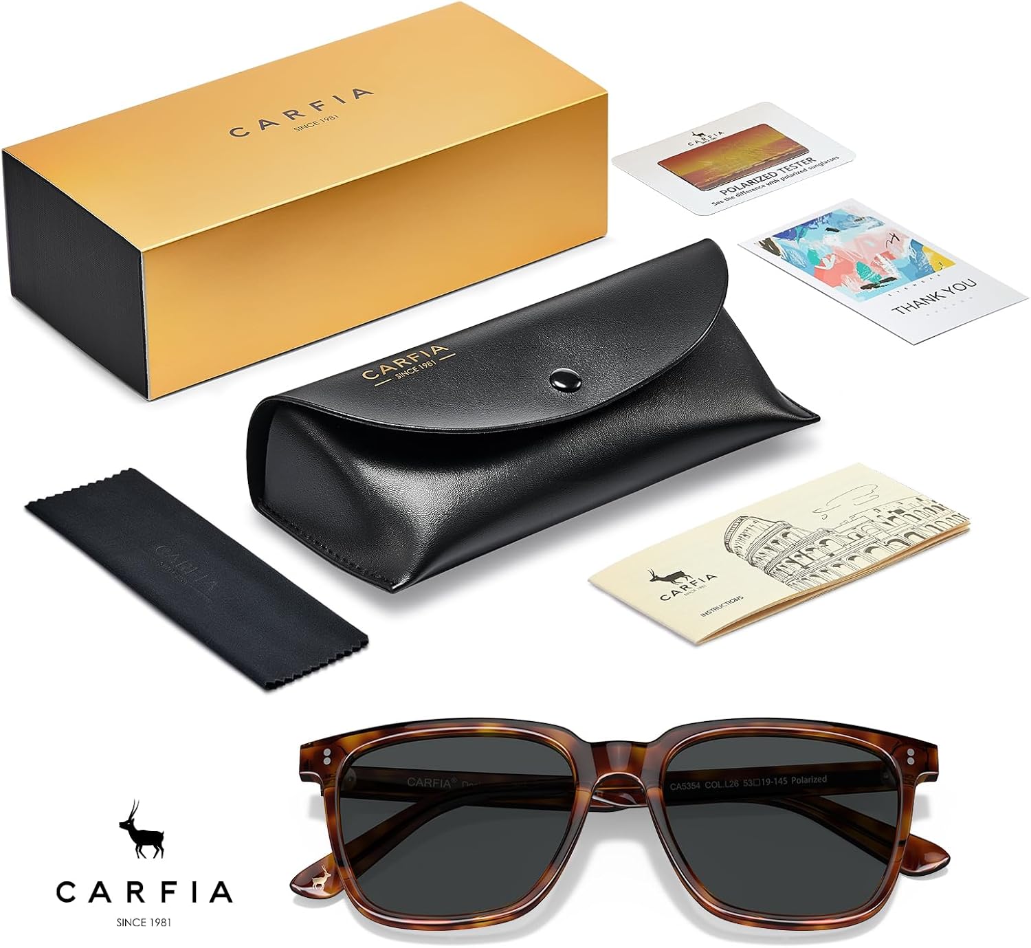 CARFIA Retro Acetate Polarized Sunglasses for Men UV400 Protection Driving Outdoor Anti-Glare Sun Glasses CA5354WS - Image 8