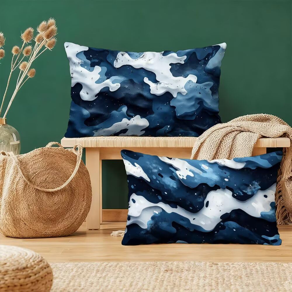 Housses de coussin 40x80 bleu en velours pour sublimer le canapé de votre salon