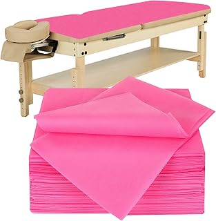20Pcs Disposable Bed Sheets,Massage Table Sheets,Waterproof Bed Cover Flat Spa Tattoo Bed Cover Sheets Non Woven Fabric,31 x 67 Inches (Pink)