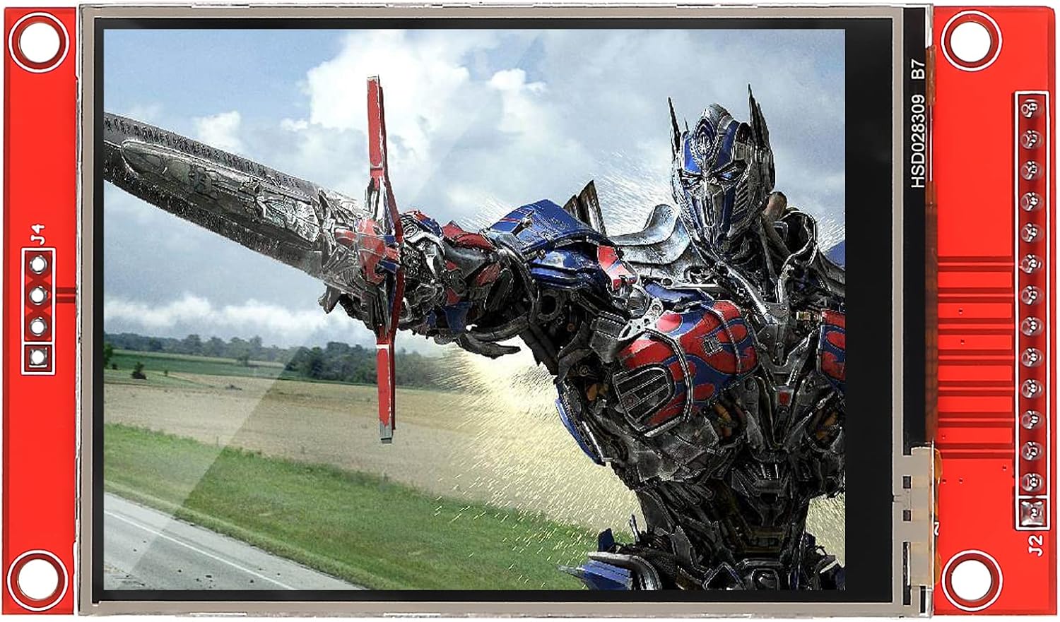 2.8-inch TFT LCD Touch Screen Module displaying a high-resolution image of a robot.