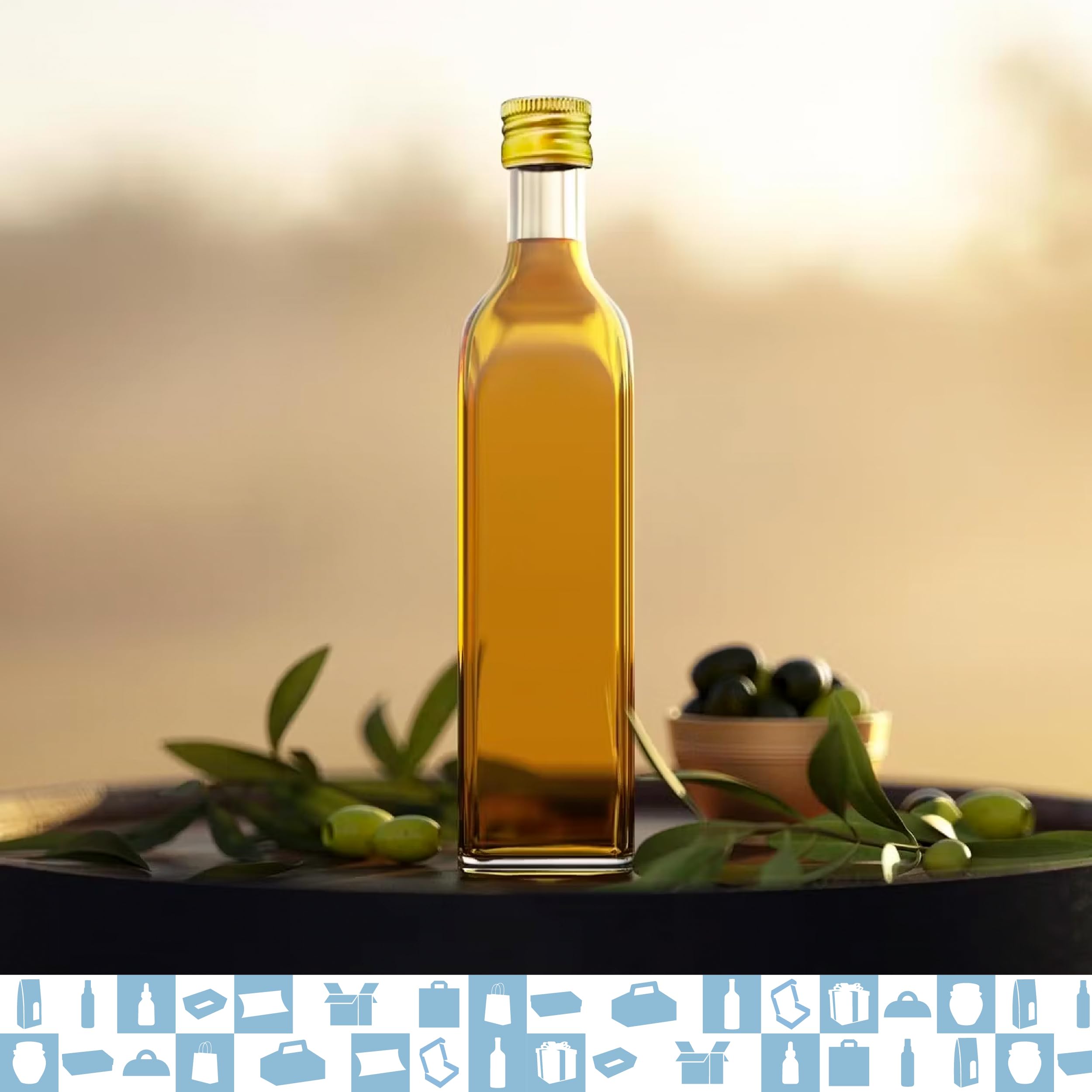 100 Botellas de vidrio de 250 ml con tapón de rosca dorado | Aceite de oliva, vinagre, alcohol | Aceitera de vidrio, botella de aceite | Regalos de boda