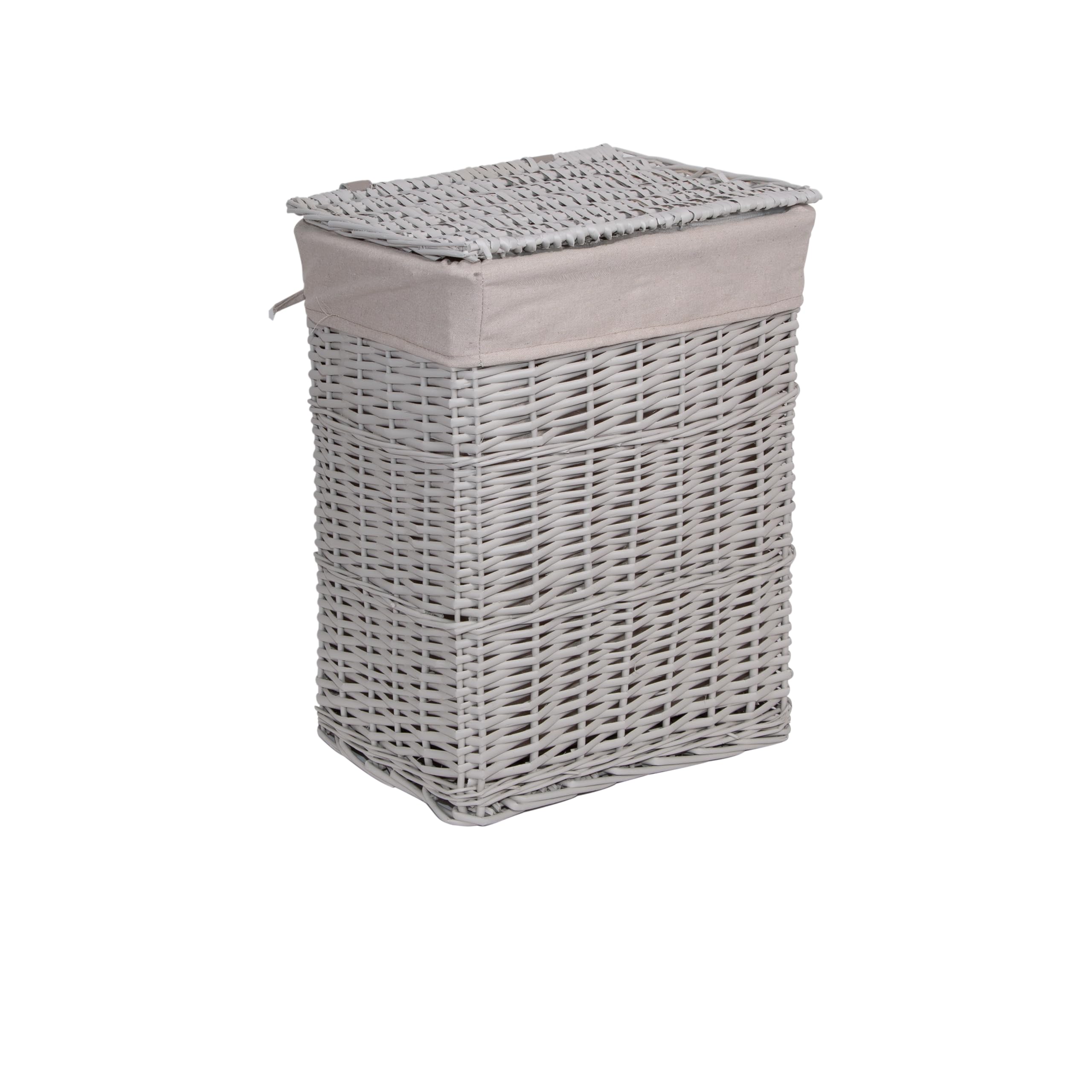 Wickerfield Grey Paint Laundry Wicker Basket Cotton Lining With Lid (, Medium)