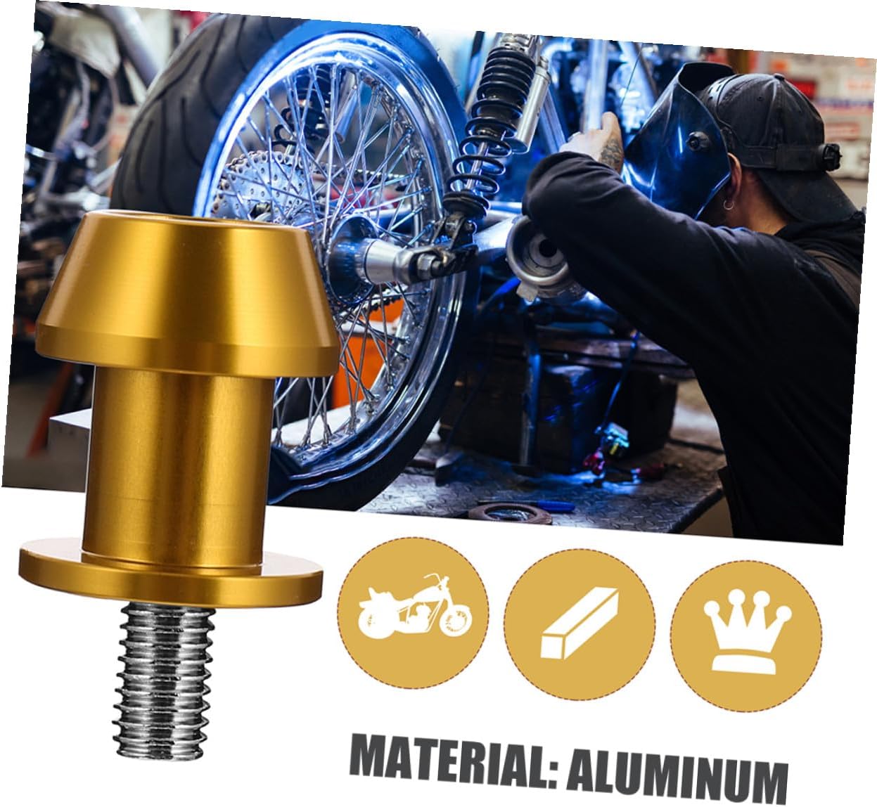 4pcs Cnc Gold 8mm Motorcycle Swing Arm Stand Screws Spools Sliders Replacement Swingarm Bobbins for Motorbike Rear Paddock Stand Protection